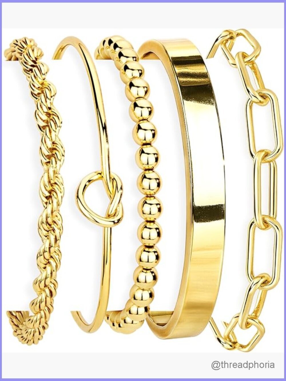 Gold Bracelets Set for Women Non Tarnish Waterproof 14K Plated Cuff Bracelet